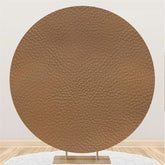 Lofaris Brown Leather Pattern Round Birthday Party Backdrop